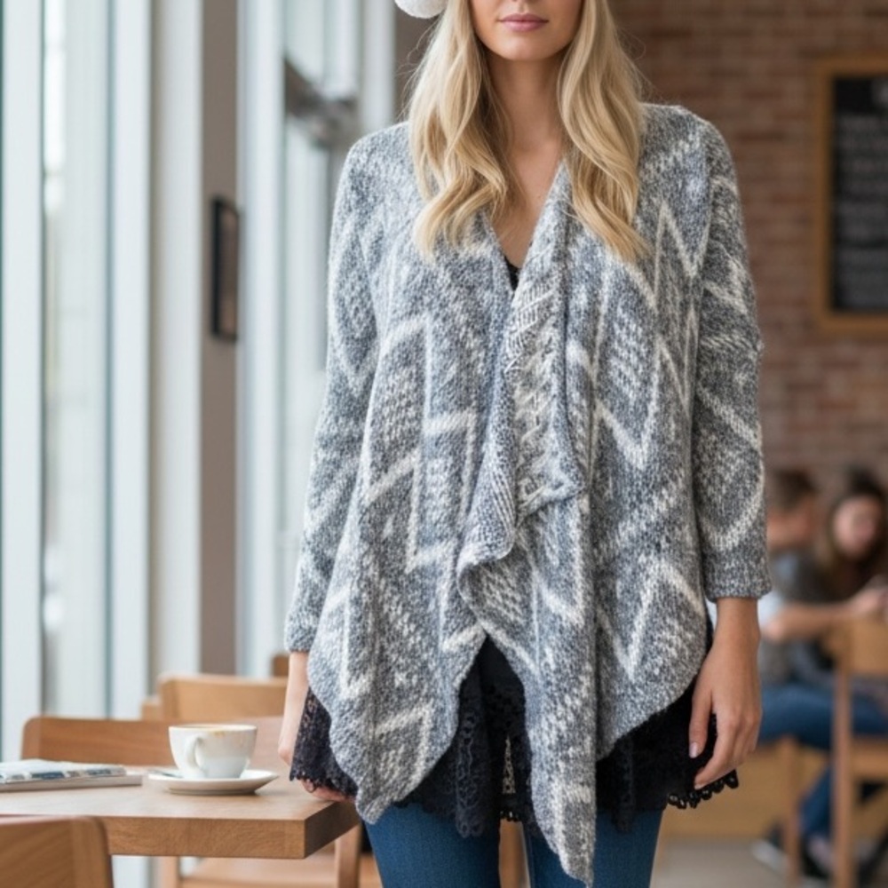 Abercrombie Cozy Gray Knit Open-Front Cardigan